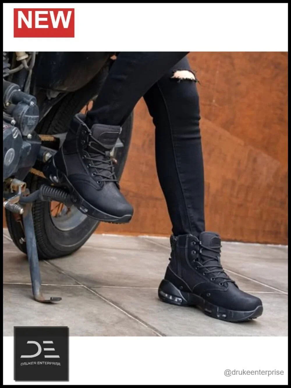 Women Non Slip Kitchen Boots Hiking Sole-Cushion Zip Leather Work Shoes